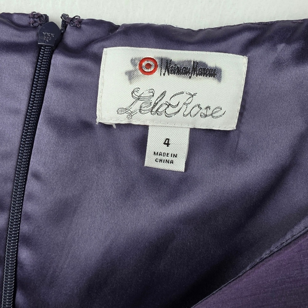 Lela Rose Neiman Marcus Target Floral Silk Blend High-Low Dress Purple Size 4 - Picture 4 of 11